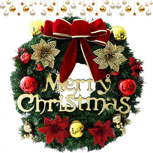 Ghirlanda di Natale da 30cm, Ghirlanda Natalizia Decorativa, Corona di Natale Corona Fiori Artificiali Porta d'ingresso, il Camino e la Decorazione Della Parete Decorazione Interna ed Esterna