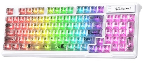 ZIYOU LANG×FREEWOLF M95 Clavier à Membrane Transparente,Clavier Gaming Filaire avec Rétroéclairage RGB, 94 Touches Silencieuses à Sensation Mécanique, Anti-Ghosting 26 Touches (Blanc)