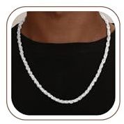 SLOONG 4MM Breit Rope Kette Herren 925 Silber Over | Silber Rope Chain Halskette Jewelry Schmuck Geschenke für Männer Papa Freund Längen 46/51/56/61/66CM