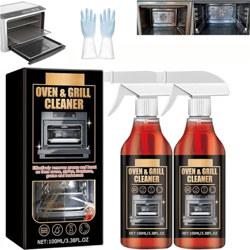 Oven Cleaner Heavy Duty Spray,Heavy Duty Oven and Grill Cleaner Spray,Kitchen Heavy Oil Cleaner Sprays,All Purpose Kitchens Heavy Oil Cleaning Agent for Microwave,Countertops,Ovens (2Pcs)