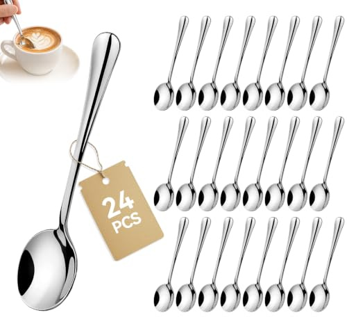 Set of 24 Teaspoons, 15.8 cm Stainless Steel Mirror Polished Spoons | Smooth Burr Free Edges, Rust And Corrosion Resistant Cutlery for Daily Home, Party, Restaurant Catering