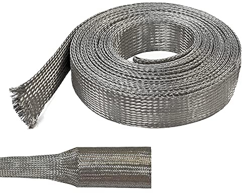 Electriduct 1/4 Tinned Copper Metal Braid Sleeving Flexible EMI RFI Shielding Wire Mesh (0.16 Diameter) - 10 Feet