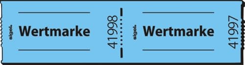 Sigel 10 x Gutscheinmarken-Rollen 60x30mm Wertmarke blau fortlaufend nummeriert 1 Rolle=500 Stück