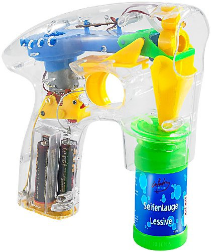 infactory Kinder-Spielzeug Pistole: Seifenblasenpistole mit LEDs inkl. 2X Seifenblasenlösung (Seifenblasen Spielzeugpistolen, Disco Party Seifen-Blasen-Pistole, Seifenblase)
