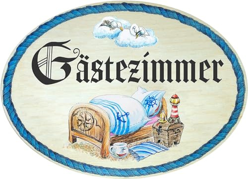 Kaltner Präsente Geschenkidee - Holz Geschenkartikel Deko Türschild im Antik Design Dekoartikel Motiv Gästezimmer Gäste (18 x 13 cm)