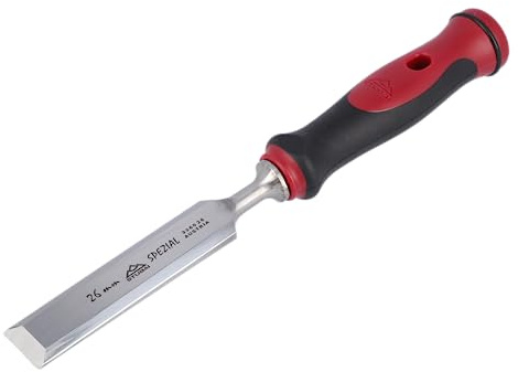 Stemmeisen mit rot-schwarzem 2K-Griff, 26mm, Stubai Profi Stechbeitel zur präzisen Holzbearbeitung, Stecheisen für Schreiner Tischler
