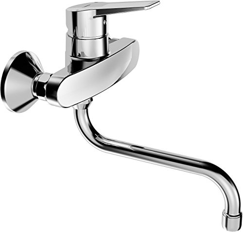 Hansa Spültisch-Einhebelmischer HANSATWIST 09692193 Vollhebel,Wandmontage, schwenkbarer Auslauf, verchromt