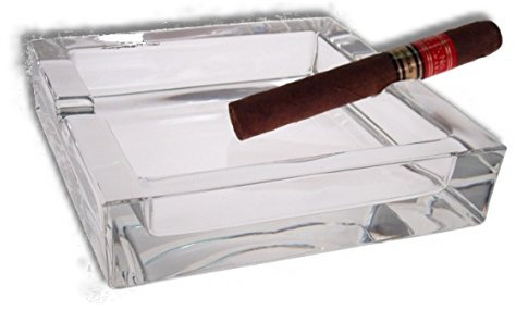 Glas Zigarren Aschenbecher 14,5x14,5cm inkl. Lifestyle-Ambiente Tastingbogen neues Modell mit 4 Ablagen