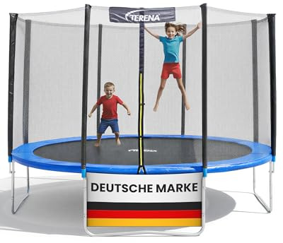 Terena Trampoline Extérieur 366 cm avec Filet de Sécurité – Trampoline de Jardin 12ft pour Enfants – Jusqu’à 150 kg – UV Résistant – Ø 366 cm