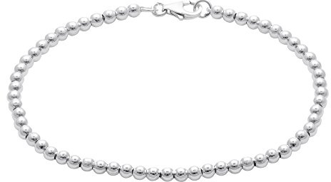 Silverly 3mm Ball Chain Bracelet for Women in 925 Sterling Silver – Lobster Clasp Beaded Stacking Bracelet – Simple Minimalist Jewellery for Everyday Wear