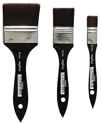 Lot de pinceaux à lasure de qualité supérieure (largeur 60 mm, 40 mm, 20 mm) - Pinceaux de fond de teint, pinceau de lavage