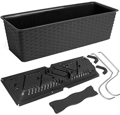 Deuba Blumenkasten 49x16x17,5 cm 12 Liter Selbstbewässerungssystem Geländerkasten Balkonkasten Ratolla Blumentopf Anthrazit
