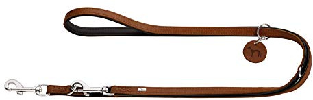 HUNTER Comfort Verstellbare Hundeführleine | Leder, schlicht, strapazierfähig, geschmeidig, Cognac, 20/200