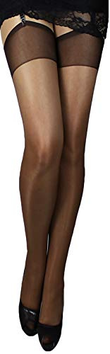 2 Paar klassische Strapsstrümpfe mit Lycra leicht glänzend Farben zum Anstrapsen Strapse Strümpfe 18-20 den (braun-choco)