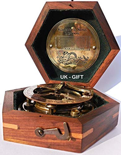 UK Gift Royal Antique Cadran solaire boussole Gilbert & Sons avec boîte en bois