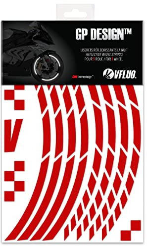 VFLUO - Kit Reflektierende Felgenrandaufkleber GP Motorrad, Aufkleber für 1 Rad 3M™-Technologie™, 360°-Kreis - Hohe Sichtbarkeit von der Seite – Diskret und Design – Einfache Installation