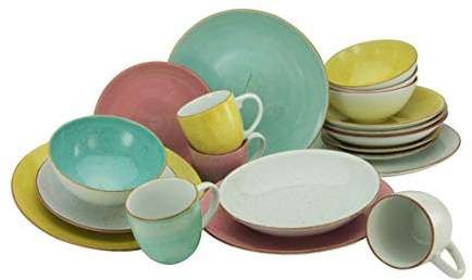 CreaTable, 20436, Série Vintage Nature SORBET, Set de vaisselle, service combiné 16 pièces
