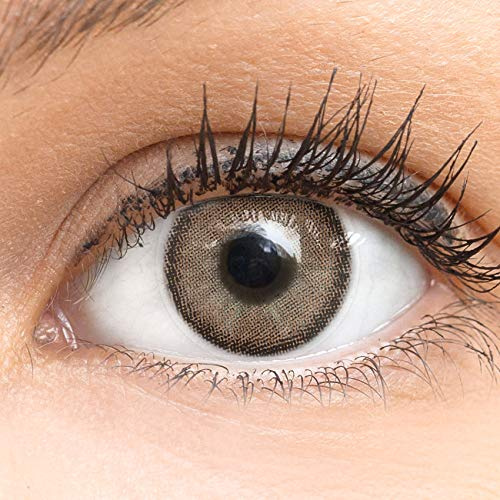 Braune Farbige Kontaktlinsen Bella Brown - Braun Sehr Stark Deckende SILIKON COMFORT NEUHEIT von GLAMLENS + Behälter - 1 Paar (2 Stück) - DIA 14.20 - ohne Stärke 0.00 Dioptrien