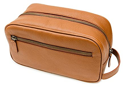 Reisetasche für Herren und Damen Vollnarbenleder - komplett handgefertigt von erfahrenen Kunsthandwerkern in Italien - 2 Fächer, klassisches und minimalistisches Design - Seilbeige