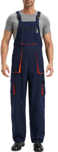 Yukirtiq Herren Latzhose Handwerker Berufsbekleidung Lange Arbeitslatzhose Schreiner Arbeitsbekleidung Arbeitshose mit Multifunktionalen Taschen