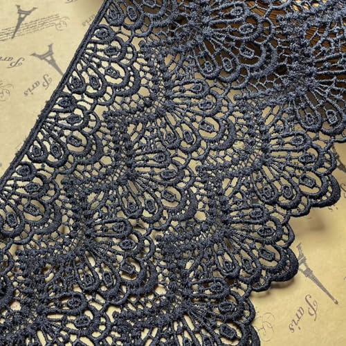14 CM Breite Europa Lange muster Inelastische Stickerei Spitzenbesatz, Vorhang Tischdecke Slipcover Braut Selbermachen-Kleidung/Zubehör (3,7 Meter in einem Paket) (schwarz)