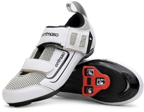 Tommaso Veloce II Fahrradschuhe - Ride in Style - Peloton Schuhe Triathlon Rennrad Indoor Cycling Herren Damen Kompatibel mit Look Delta SPD SPD-SL Stollen Weiß Schwarz, Weiß - Delta Bundle - Herren