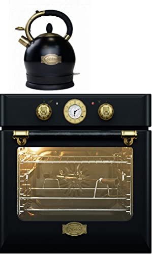 Kaiser set di cottura Autarkic forno da incasso EH 6432 BE Eco+WK 2000 Em, Retro, Elettrico, Girarrosto, 10 funzioni, Pizza function + Bollitore stile retro nero