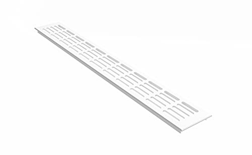 MS Beschläge pulverbeschichtetes Aluminium Lüftungsgitter Weiß RAL9016 Stegblech Verkehrsweiß 80mm Breite Türlüftung Heizungsabdeckung Arbeitsplattenlüftung Abluft- Zuluftgitter (Länge 2000mm)
