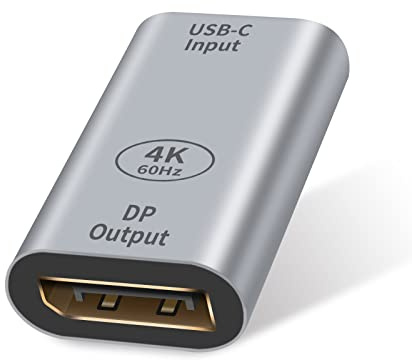 Duttek Adaptador USB Tipo C a Displayport, USB 3.1 USB C Hembra a Displayport Hembra soporta 4K a 60Hz, Adaptador Displayport a USB C Compatible con Laptop, proyector, TV, computadora, Monitor.