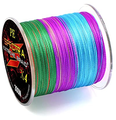 327 Yards (300m) Fishing Line, 4 Strands Stronger Multifilament PE Braid Wire, Braided Fishing Line Abrasion Resistant Superline Zero Stretch, 0.3mm Diameter, 40IB (colors)