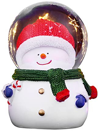 Globo de Nieve de Navidad, Bola de Brillo de Cristal para Navidad y Año Nuevo, Bola de Cristal de Navidad Iluminada, Decoración de Globo de Nieve de Papá Noel/muñeco de Nieve (Muñeco de Nieve Grande)