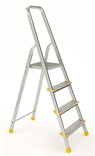 PROREGAL Metal Single Giraffe Einseitige-Aluminium-Bügelleiter | 3 Stufen | HxB 125x40,7cm | Leiter, Teleskopleiter, Trittleiter, Bockleiter, Sprossen-Doppelleiter, Stehleiter