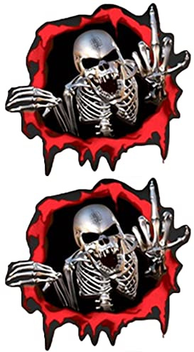 Duoyif Totenkopf-Aufkleber für Auto, Motorrad und Motorroller – dekorativ für Stoßstange – Halloween Karneval 15 x 14 cm 2 Stück