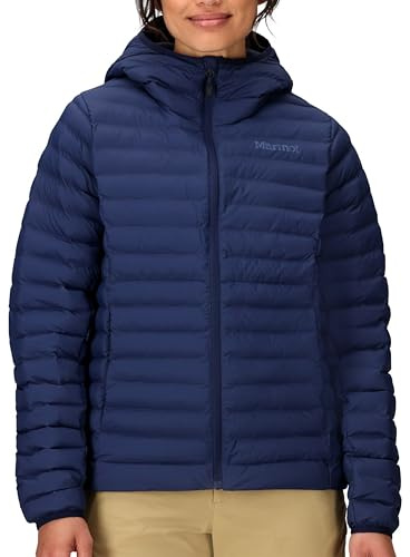 Marmot Women's Echo Featherless Hoody, Warm Puffy Jacket, Insulated Hooded Winter Coat, Water-resistant Quilted Parka, Lightweight Packable Outdoor Jacket, Windproof, Arctic Navy, M