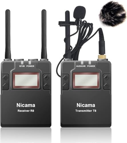 Nicama WLM8 UHF Kabelloses Lavalier Kabelloses Mikrofon für Canon DSLR Kamera Nikon Sony Camcorder (TX + RX)