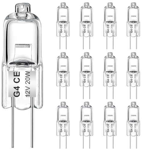 AUZOSL 12 Pack G4 Halogen Bulbs 20W 12V 300LM 2700K Warm White