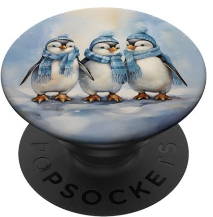 Entzückende Pinguine mit Wintermützen und Schals PopSockets mit austauschbarem PopGrip