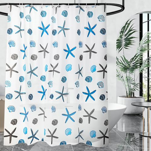 Whoiy Duschvorhang 300x200 Anti-Schimmel, Duschvorhänge Weiss Blau Transparent PEVA Wasserdicht Antibakteriell Vorhang für Dusche und Badewanne Extra Lang