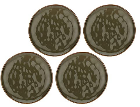 Rose & Tulipani Concerto Piatto Frutta Colazione Grigio Tortora 20cm Set 4 Pezzi Stoneware