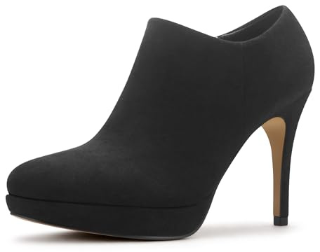 Viciously Vixen Women's Platform Booties Stiletto Ankle Boots High Heel Booties Winter Dress Shoes, Black Suede, 9