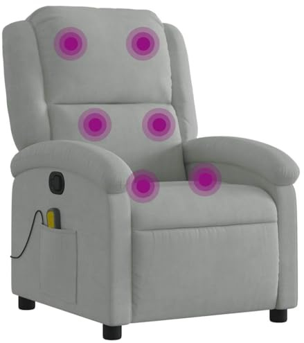 vidaXL Massagefåtölj ljusgrå sammet