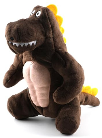 PcEoTllar Quietschspielzeug für Welpen Kleine Hunde, Interaktives Hundespielzeug, Plüschtier für Hunde, Lindert Langeweile Plüsch Kauspielzeug, Brauner Dinosaurier