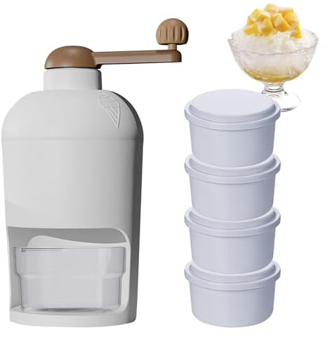 Zuasdvnk Broyeur à glace pour la maison, machine à glace à manivelle pour usage domestique | Machine à glace rasée avec 4 moules à glace, machine à glace pilée, slushies, crème glacée et cône de neige