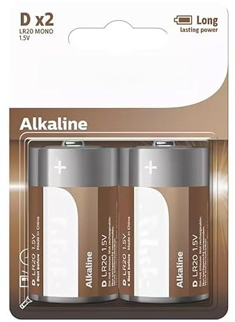 Lot de 2 Piles alcalines D/LR20-30% de durabilité en Plus - Idéales pour Les appareils gourmands au Quotidien.