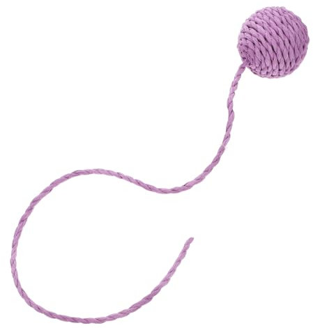 HYTROVE Cat Toy Balls Tails and Bells for Cat Scratching Posts Sisal Rope Chew Balls Replacement Kit Fuzzy Interactive Exercise Toys Violet