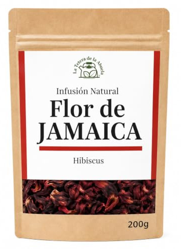Flor de Jamaica 200 g – Té de Hibisco 100% Natural a Granel – Flor Entera para Infusión Fría o Caliente – Refrescante y Ligera – La Tetera de la Abuela
