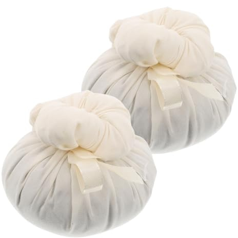 Kräutermassageball 2 Stück aus Vliesstoff für Ganzkörpermassage | Weiß, für Zuhause, zur Muskelentspannung und Erholung, mit Kräuterfüllung, Kompakte Ausführung