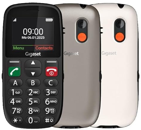 Gigaset GL395 Telefono Cellulare - Per degli anziani - tasti grandi e pulsante di emergenza SOS - Resistente a polvere e spruzzi d'acqua - Senza contratto - Display TFT a colori, Bianco perla