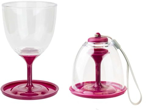 VFM e-Store - Lot de 2 verres à vin pliables - Accessoires pour le camping, les voyages et les vacances - 9 cm x 16 cm - 285 ml - Berry X 1 lot de 2