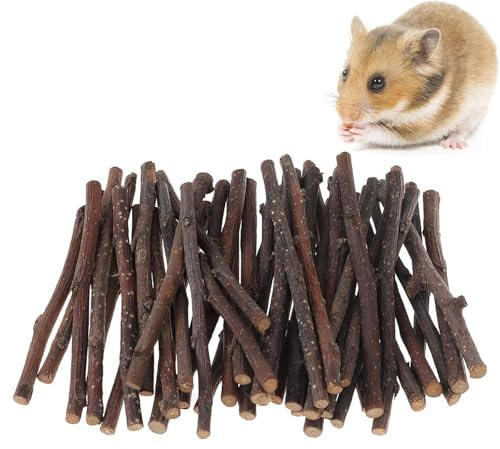 BAOSROY Lapin à Mâcher Jouets,500g Jouet Lapin Nain Intérieur,Jouets pour Lapins,Jouet Hamster,Bâtonnets à Mâcher Bois Pommier,Branche Molaire,Hamster
